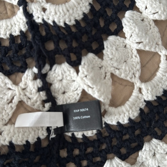 Boston Proper Black & White Crochet Open Front Duster/ Cardigan - Picture 8 of 11